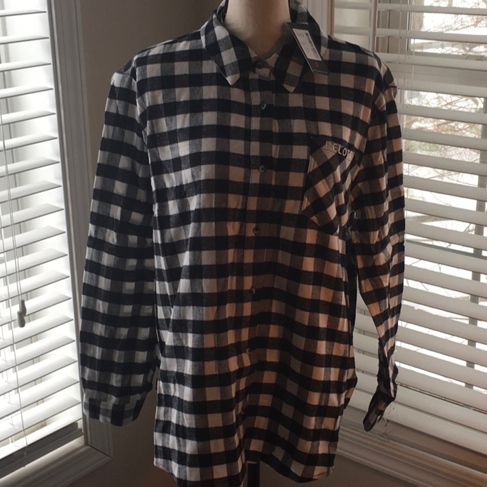 NWT Peloton Black and White Flannel Shirt Size XL